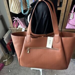 On 34th Azriel Extra Large Tote Shoulder Bag Brown Gold $129 NWT New